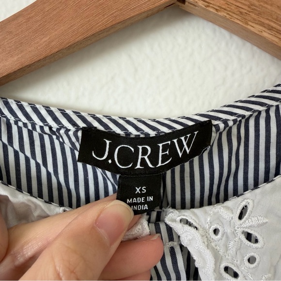 J. Crew Lace Collar Poplin Top Stripe Size XS BS126 Cottagecore Neutral Spring - Picture 9 of 13